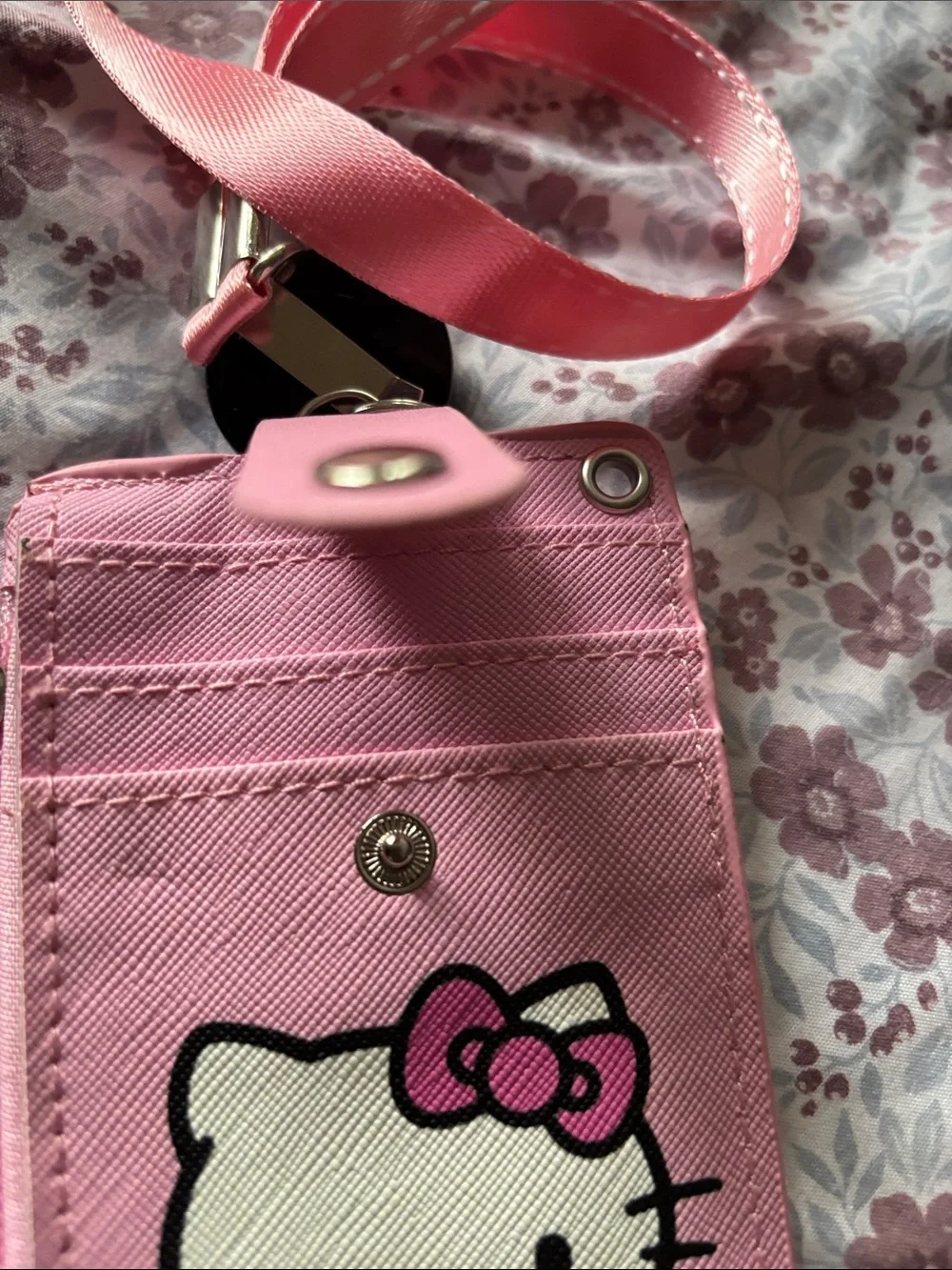 Hello Kitty Pink Card Holder Key Case with White Face and Pink Bow